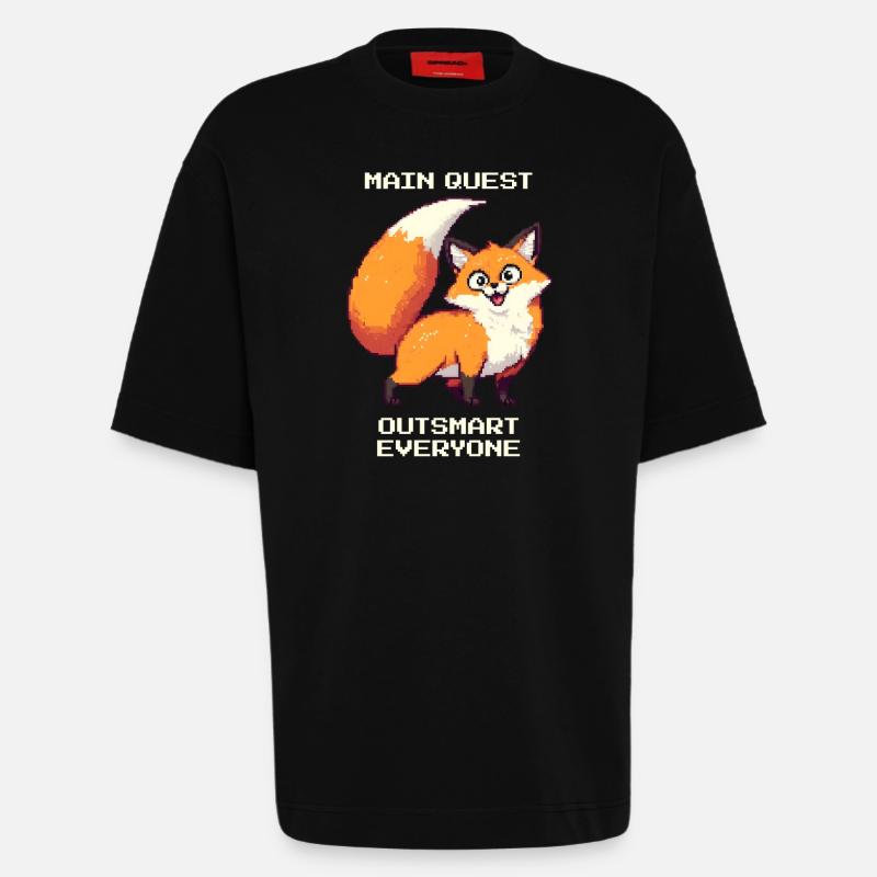 Hauptquest: alle austricksen | derpy Fuchs - Heavyweight T-Shirt - made by SPREAD - SOLID BLACK