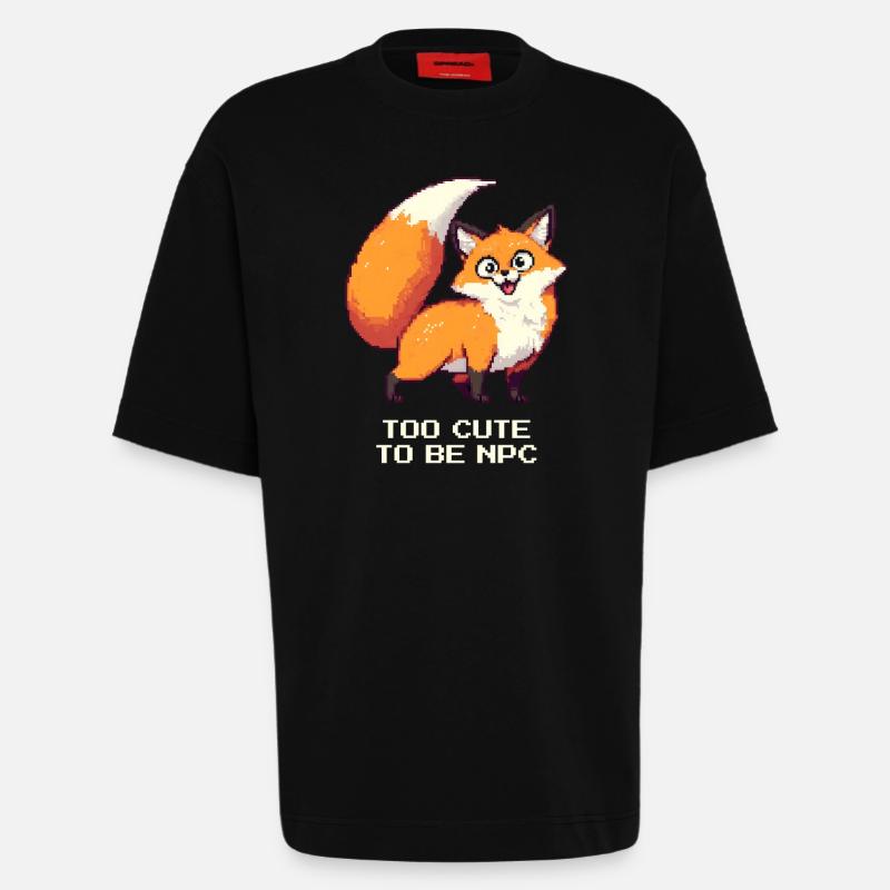 Derpy Fuchs mit Main-Character-Energy - Heavyweight T-Shirt - made by SPREAD - SOLID BLACK
