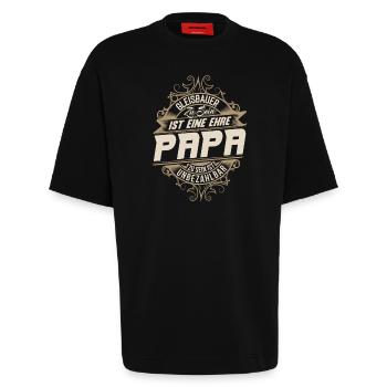 Gleisbauer Papa - Heavyweight T-Shirt - made by SPREAD  - SOLID BLACK - Vorne - Fiona (171cm)