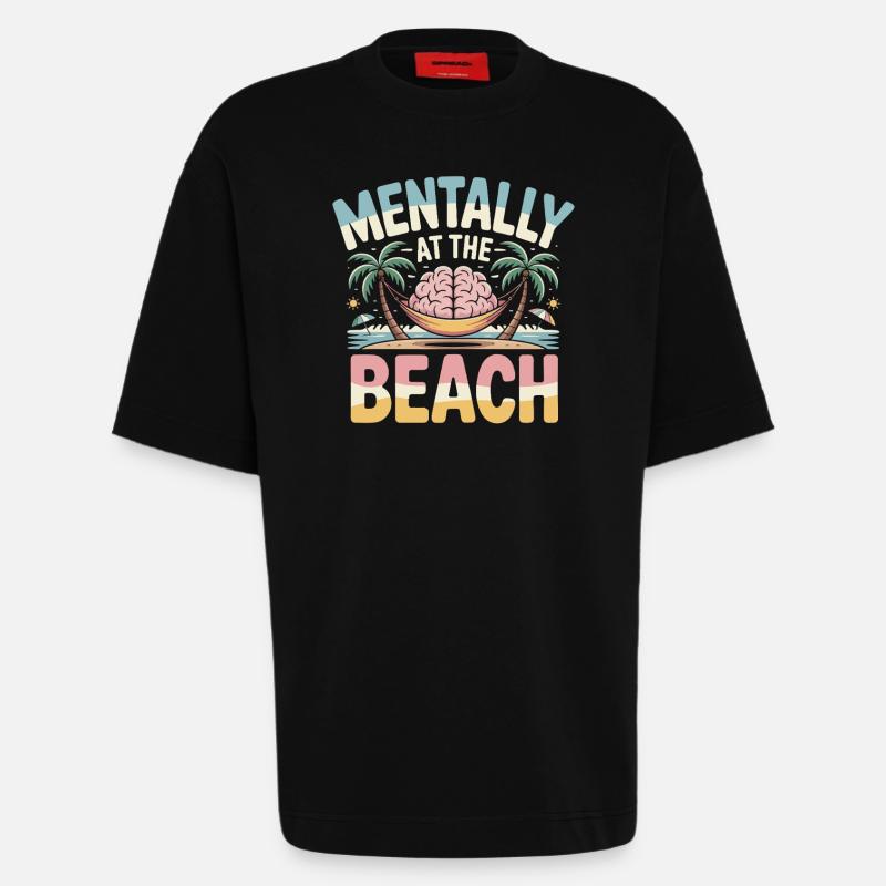 Ghost on the Beach Hammock - Heavyweight T-Shirt - made by SPREAD - SOLID BLACK