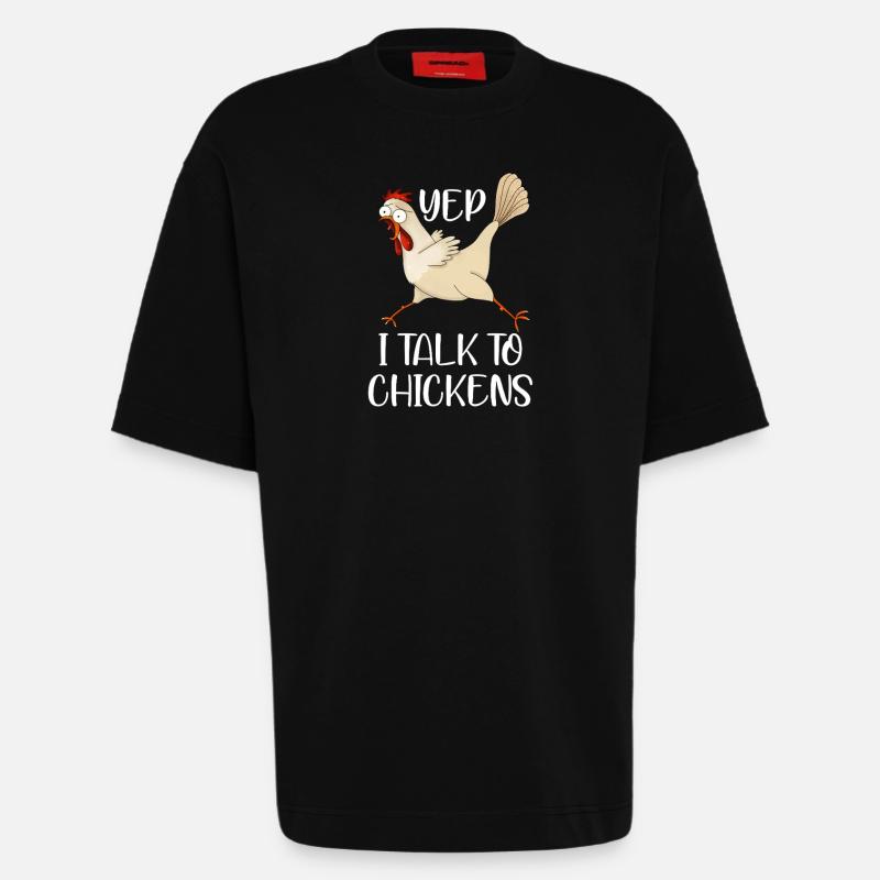 Ich spreche mit Hühnchen - Heavyweight T-Shirt - made by SPREAD - SOLID BLACK