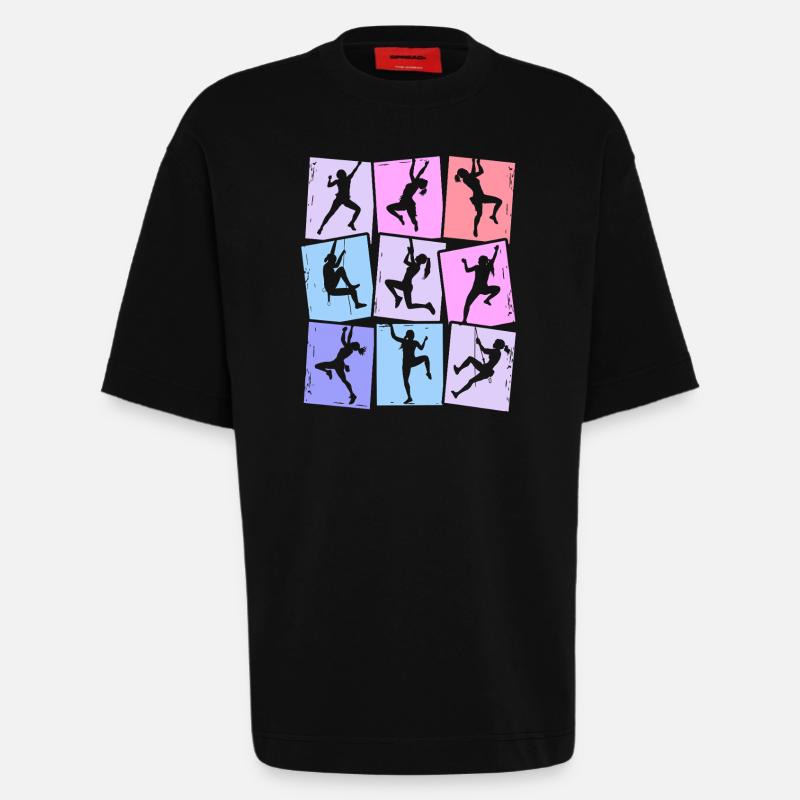 Klettern Berge Kletterer Bouldern Damen Mädchen - Heavyweight T-Shirt - made by SPREAD  - SOLID BLACK