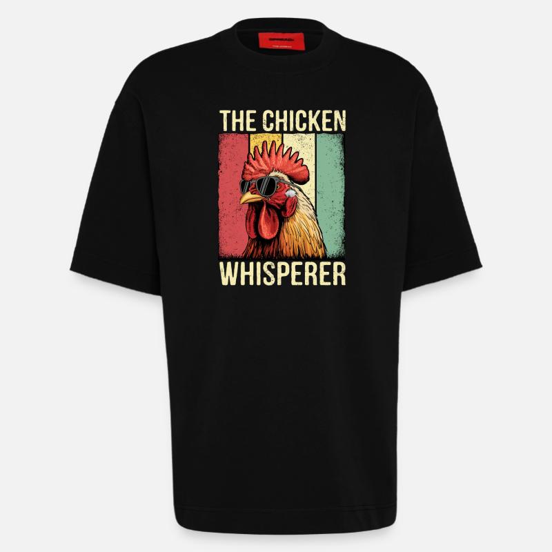 The Chicken Whisperer Retro Tee - Heavyweight T-Shirt - made by SPREAD - SOLID BLACK
