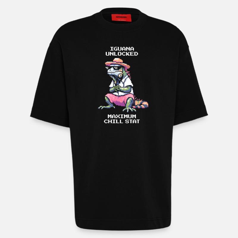 Iguana Unlocked | Chill-Stat Max - Heavyweight T-Shirt - made by SPREAD - SOLID BLACK