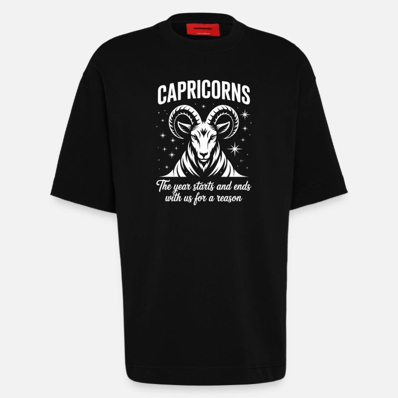Steinbock Sternzeichen - Heavyweight T-Shirt - made by SPREAD  - SOLID BLACK