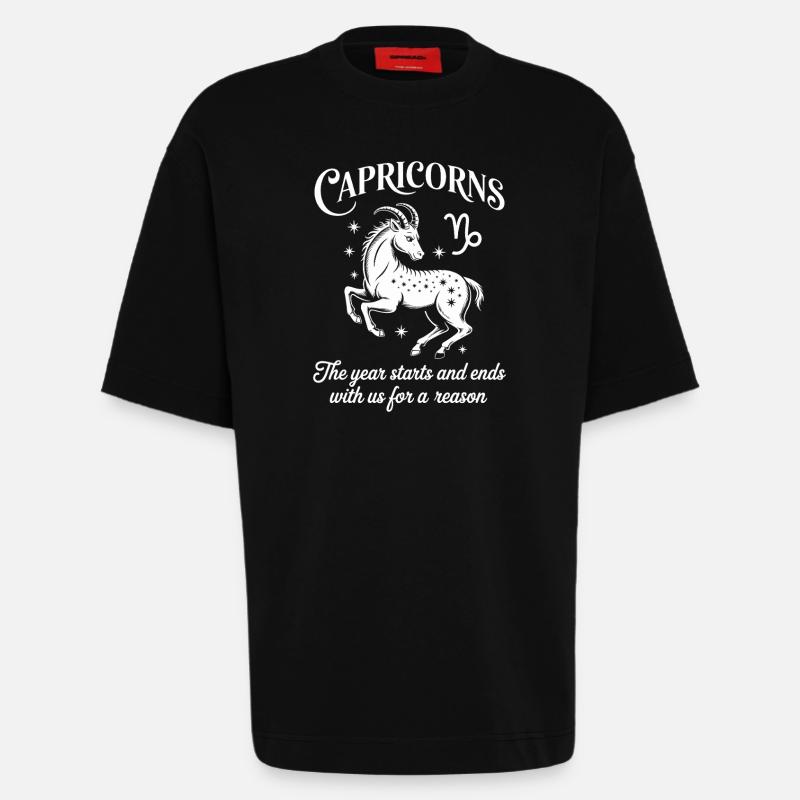 Steinbock Sternzeichen - Heavyweight T-Shirt - made by SPREAD  - SOLID BLACK