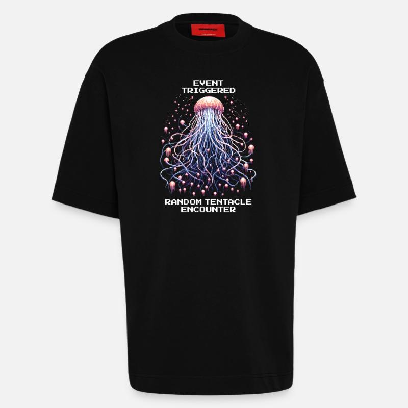 Event Triggered: Random Tentacles | Jellyfish - Heavyweight T-Shirt - made by SPREAD - SOLID BLACK