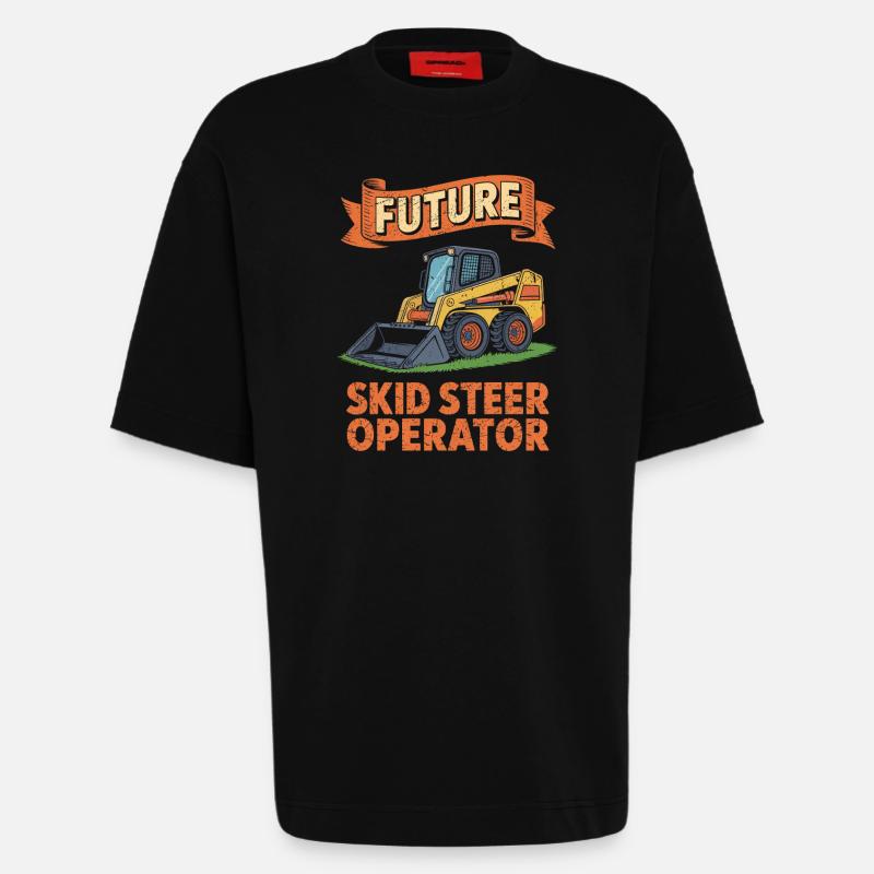Opérateur de chargeuse compacte Chargeuse compacte - T-shirt bio épais oversize fabriqué en UE - SOLID BLACK
