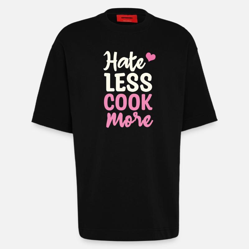 Hate less cook more - Heavyweight T-Shirt - made by SPREAD  - SOLID BLACK