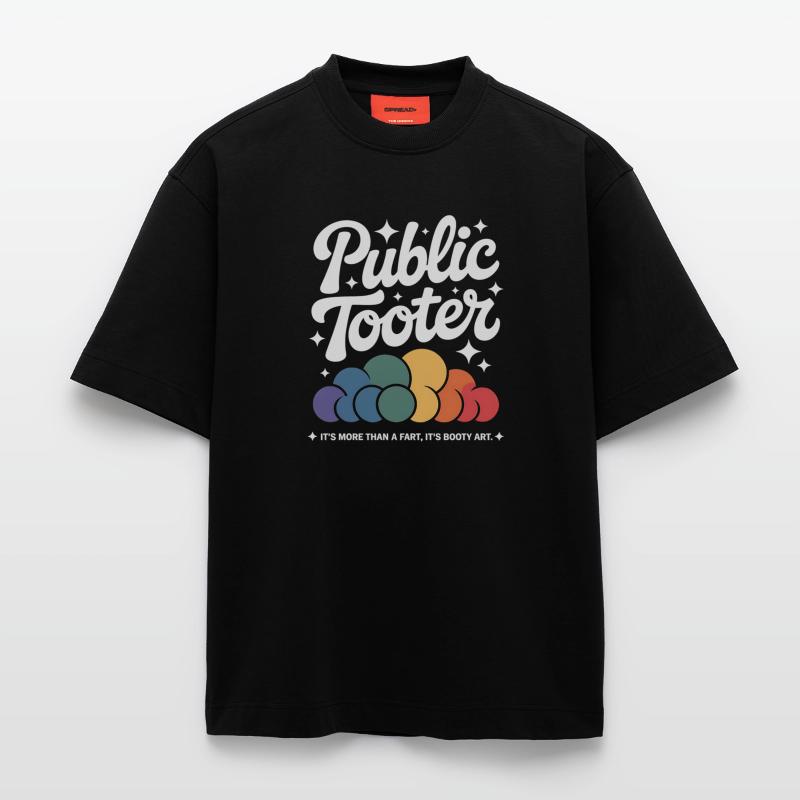 Openbare Toeter Regenboog Wolken Heavyweight oversized organic T-shirt made in EU