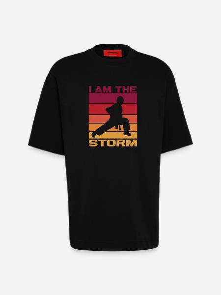 Silhouette a karate fighter - Combat Contact - Heavyweight T-Shirt - made by SPREAD - SOLID BLACK