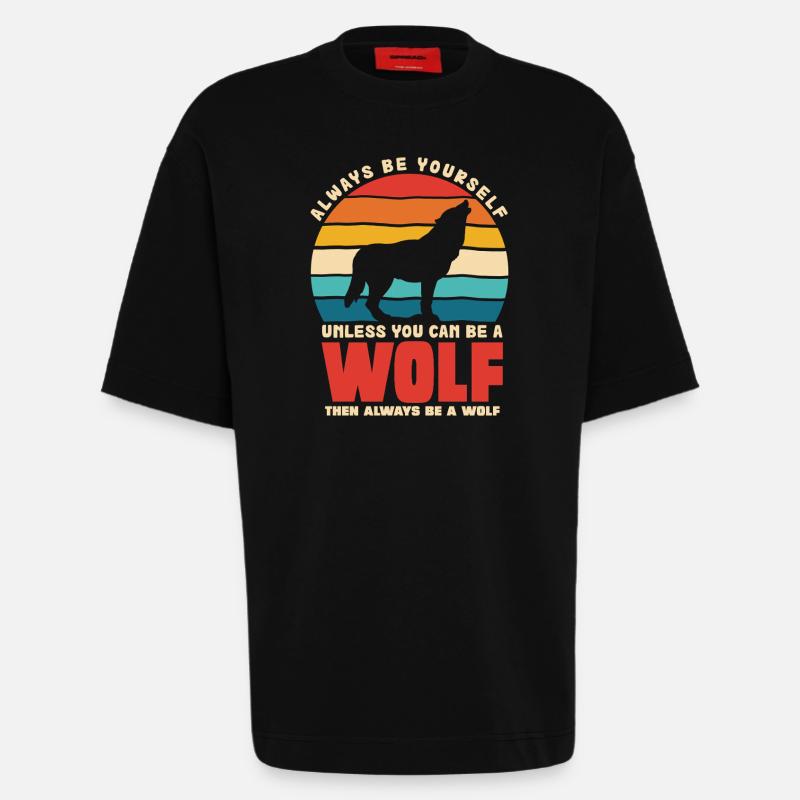 Wolfsruf: Sei Immer Du Selbst - Heavyweight T-Shirt - made by SPREAD  - SOLID BLACK