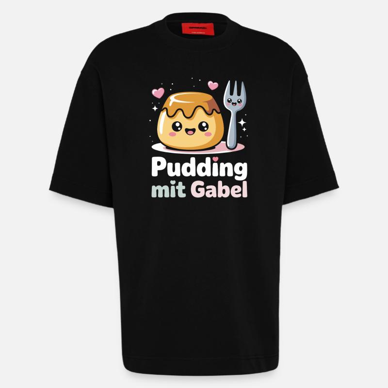 Pudding Mit Gabel - Heavyweight T-Shirt - made by SPREAD  - SOLID BLACK