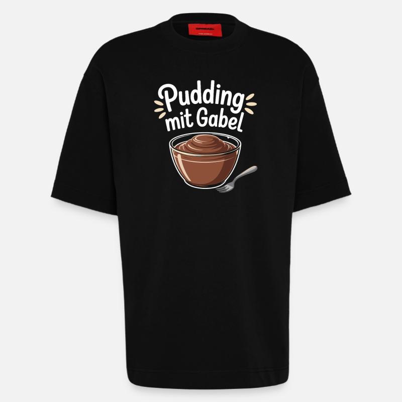 Pudding Mit Gabel - Heavyweight T-Shirt - made by SPREAD  - SOLID BLACK
