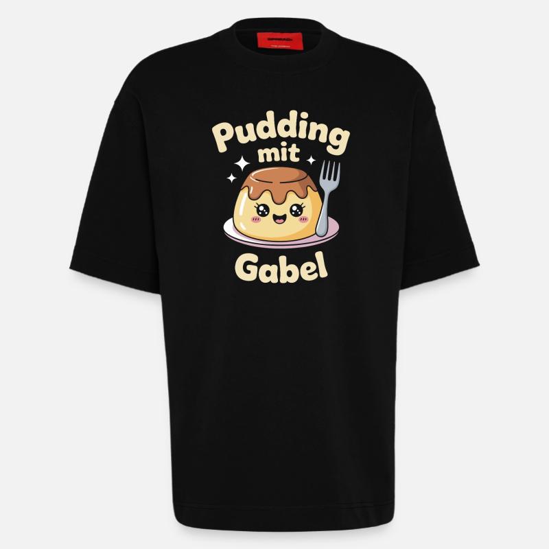 Pudding with fork - Heavyweight T-Shirt - made by SPREAD  - SOLID BLACK