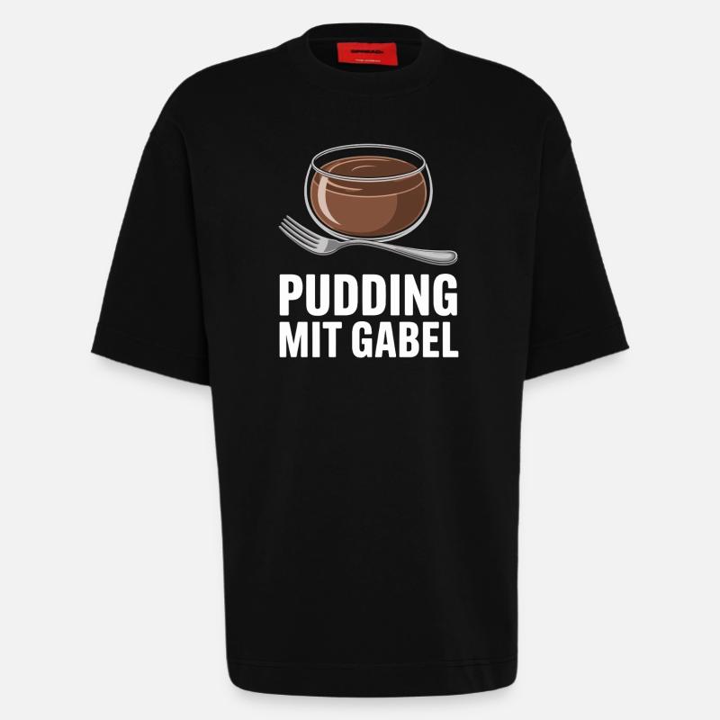 Pudding with fork - Heavyweight T-Shirt - made by SPREAD  - SOLID BLACK