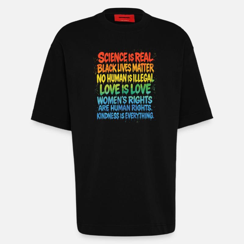 Regenbogen Statement – Human Rights Pride - Heavyweight T-Shirt - made by SPREAD  - SOLID BLACK