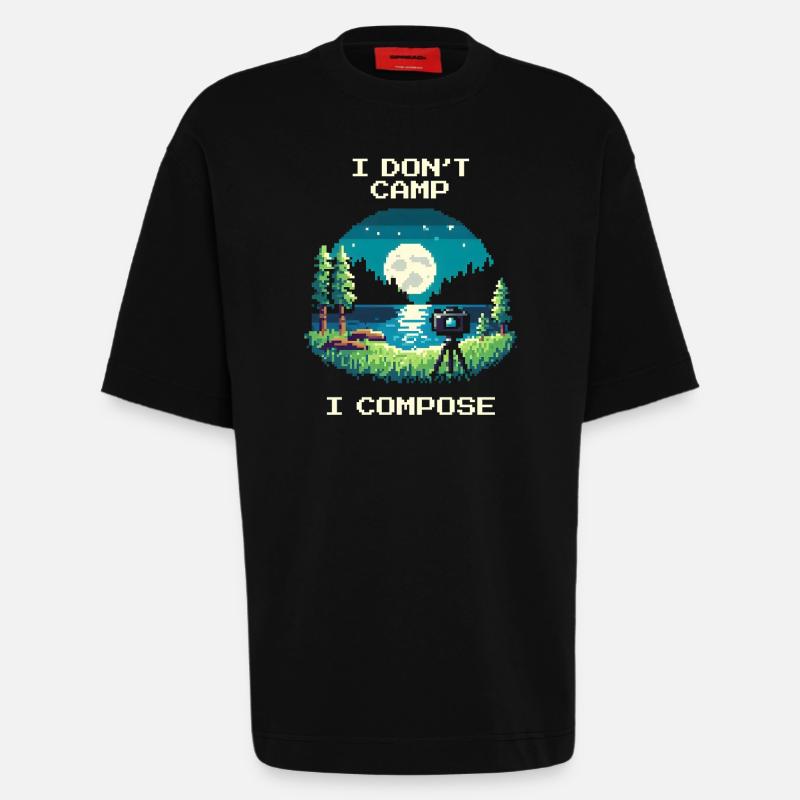 I don't camp, I compose | Composition - Heavyweight T-Shirt - made by SPREAD - SOLID BLACK