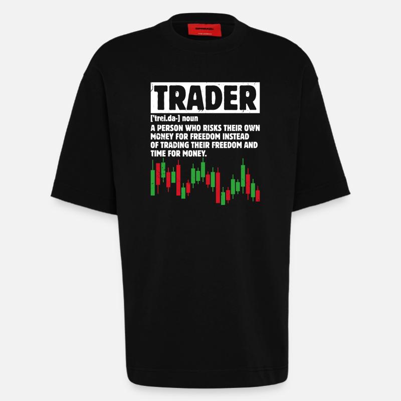 Trading Boursier Crypto Trader Boursier - T-shirt bio épais oversize fabriqué en UE - SOLID BLACK