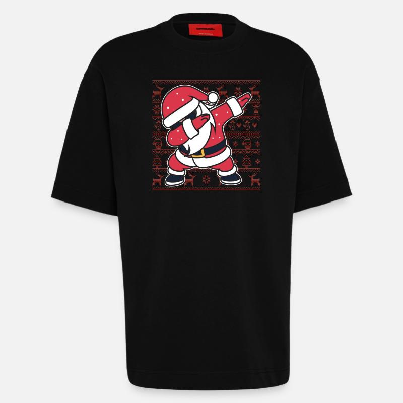 Weihnachts-Hässlicher Pullover Dab Santa's Weihnachtsgeschenk - Heavyweight T-Shirt - made by SPREAD  - SOLID BLACK