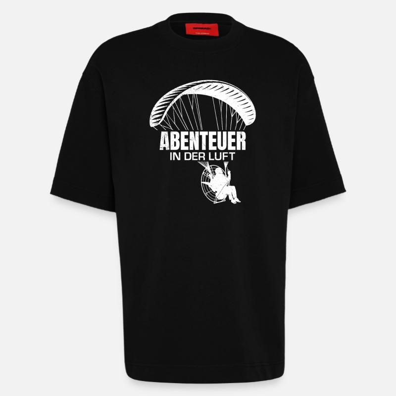 Paramoteur AVENTURE DANS L’AIR Plaisir - T-shirt bio épais oversize fabriqué en UE - SOLID BLACK
