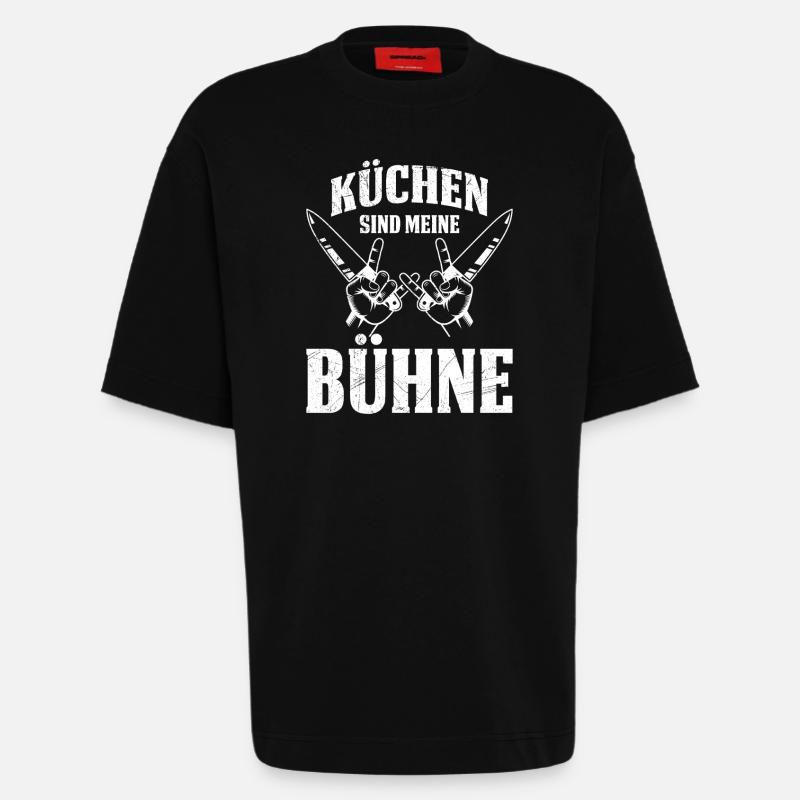 Küchenchef KÜCHEN SIND MEINE BÜHNE Lustiges - Heavyweight T-Shirt - made by SPREAD - SOLID BLACK