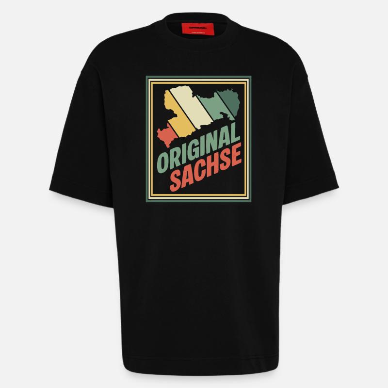 Original Sachsen Retro Emblem - Heavyweight T-Shirt - made by SPREAD  - SOLID BLACK