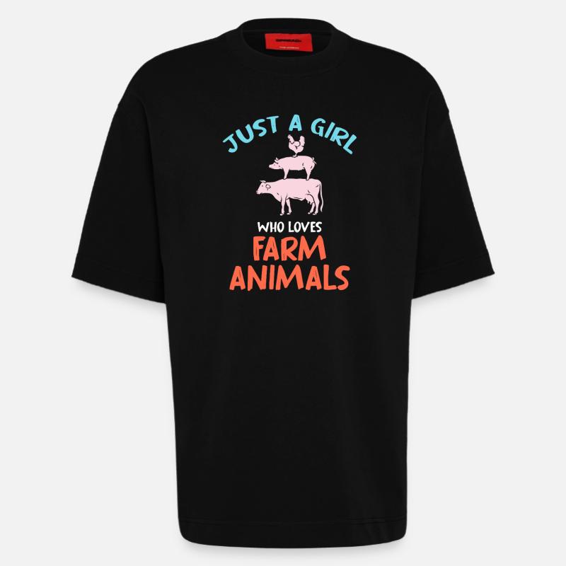 Nur ein Mädchen liebt Hoftiere - Heavyweight T-Shirt - made by SPREAD  - SOLID BLACK