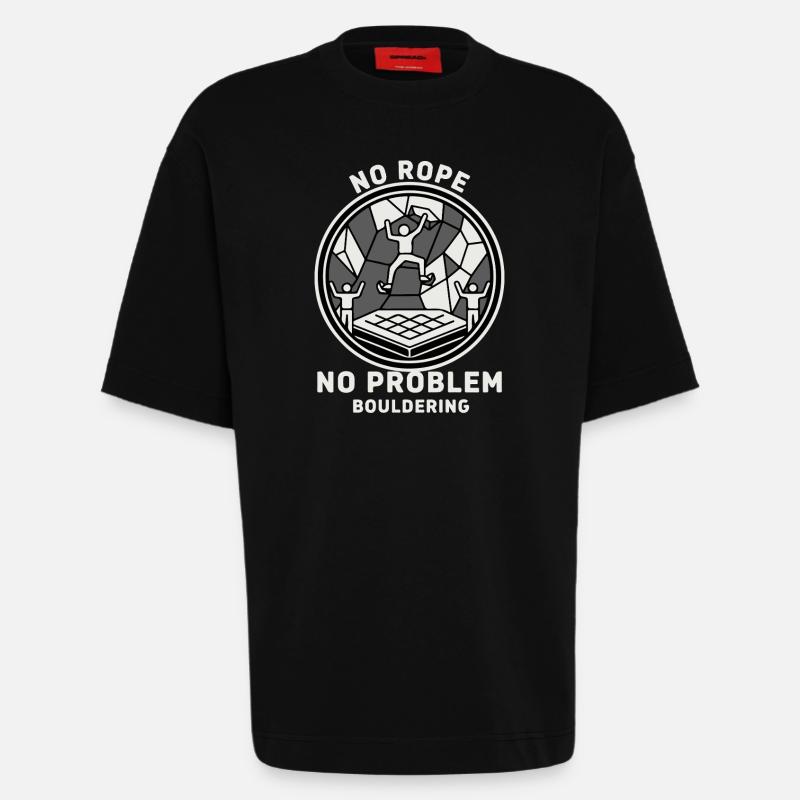 Kein Seil kein Problem Bouldering Klettern - Heavyweight T-Shirt - made by SPREAD  - SOLID BLACK