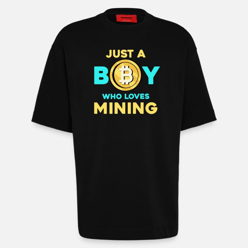 Krypto Mining Junge – Bitcoin Leidenschaft - Heavyweight T-Shirt - made by SPREAD  - SOLID BLACK