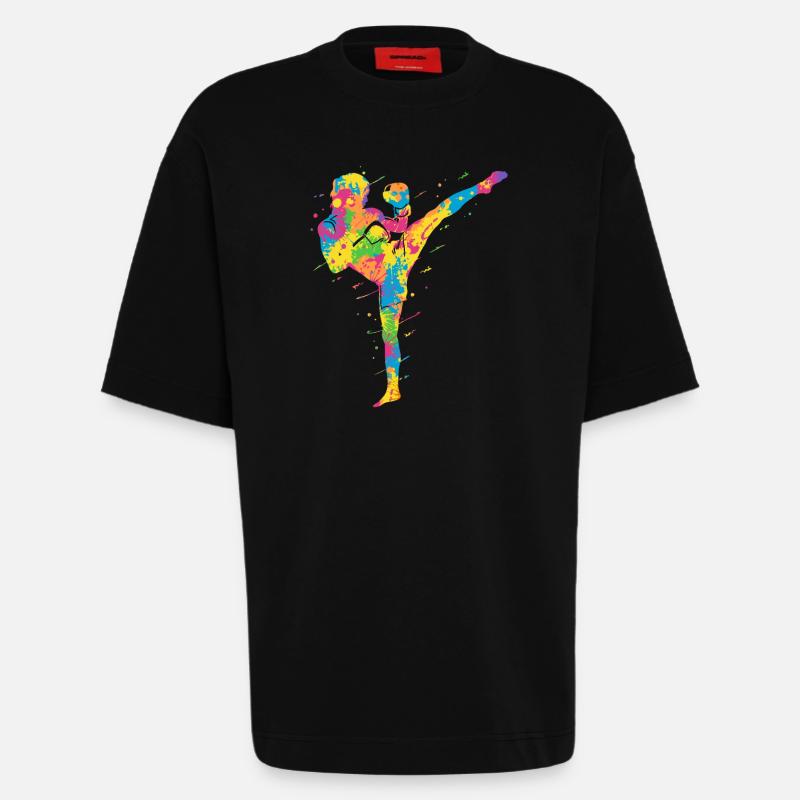 Muay Thai Bunt Kickboxer Mädchen Kickboxen - Heavyweight T-Shirt - made by SPREAD - SOLID BLACK
