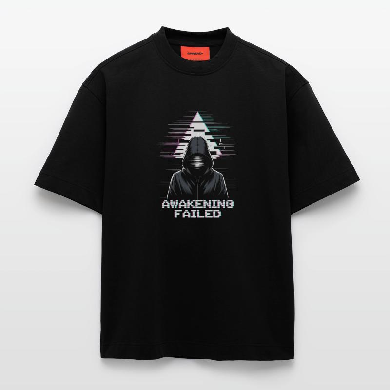 Hacker glitch avec un look « Awakening Failed » T-shirt bio épais oversize fabriqué en UE