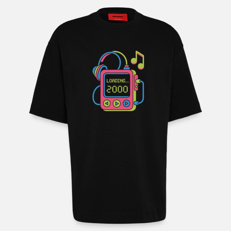 Retro MP3 Player 2000er Musikdesign bunt - Heavyweight T-Shirt - made by SPREAD - SOLID BLACK