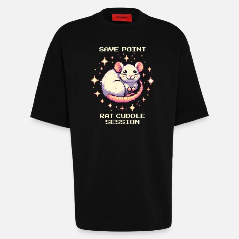 Savepoint: Ratten-Kuschelzeit | Farbratte - Heavyweight T-Shirt - made by SPREAD - SOLID BLACK