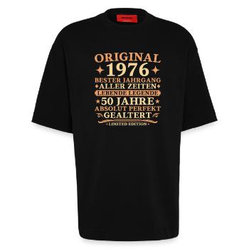 Original 1976 Baujahr 50. Geburtstag Geschenk - Heavyweight T-Shirt - made by SPREAD  - SOLID BLACK - Vorne - Fiona (171cm)