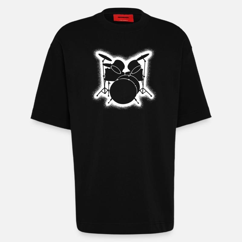 Drums Drummers Drummers - Heavyweight T-Shirt - made by SPREAD  - SOLID BLACK