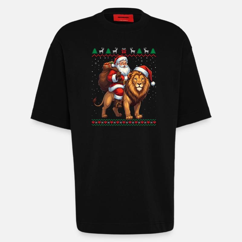Fun Ugly Santa Weihnachtspullover - Heavyweight T-Shirt - made by SPREAD  - SOLID BLACK
