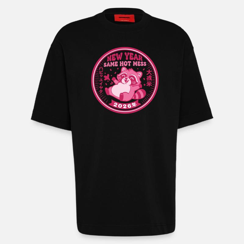 Neujahr Same Hot Mess 2026 Feier - Heavyweight T-Shirt - made by SPREAD  - SOLID BLACK