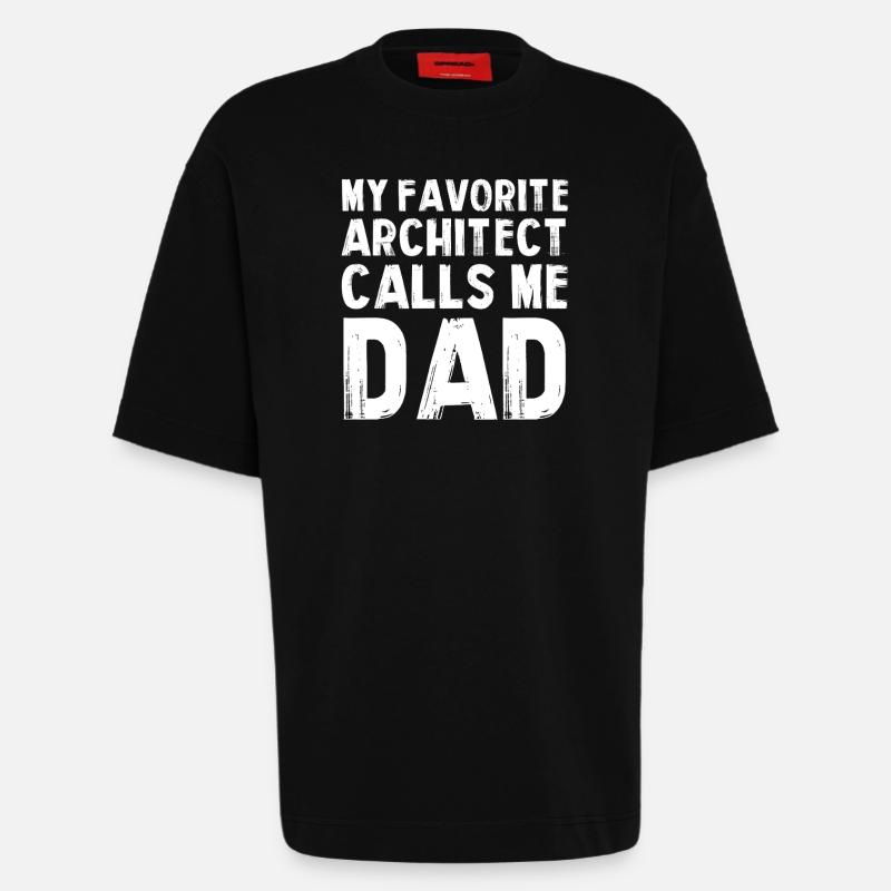 Mon architecte préféré est papa - T-shirt bio épais oversize fabriqué en UE - SOLID BLACK