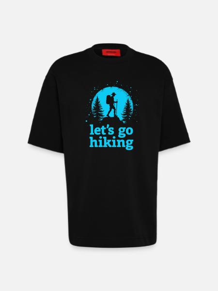 Let's go hiking mountaineer hiker silhouette - Heavyweight T-Shirt - made by SPREAD - SOLID BLACK