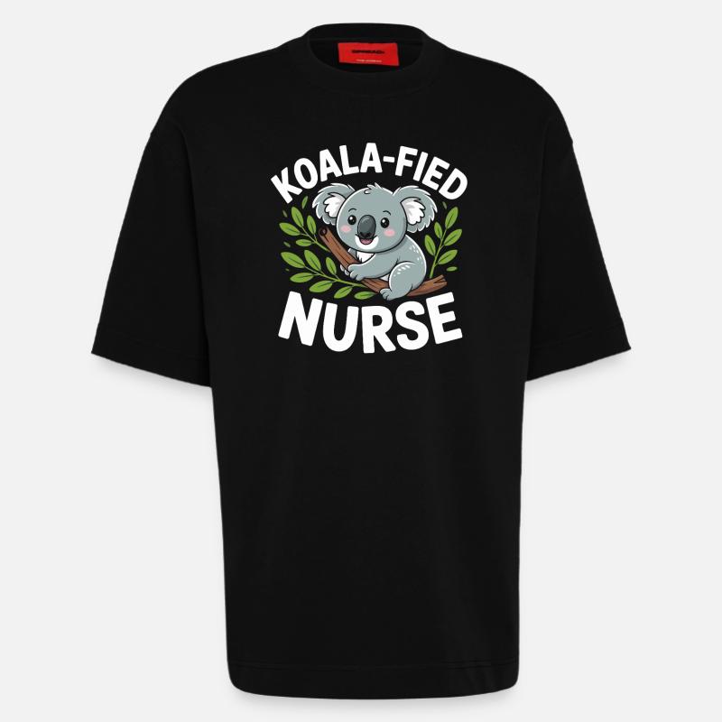 Koala-Krankenschwester im Baum - Heavyweight T-Shirt - made by SPREAD - SOLID BLACK