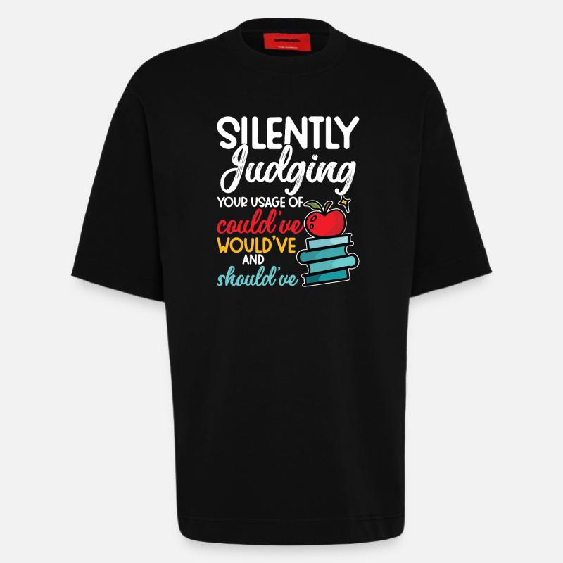 Enseignant d’anglais Premier jour d’école - T-shirt bio épais oversize fabriqué en UE - SOLID BLACK