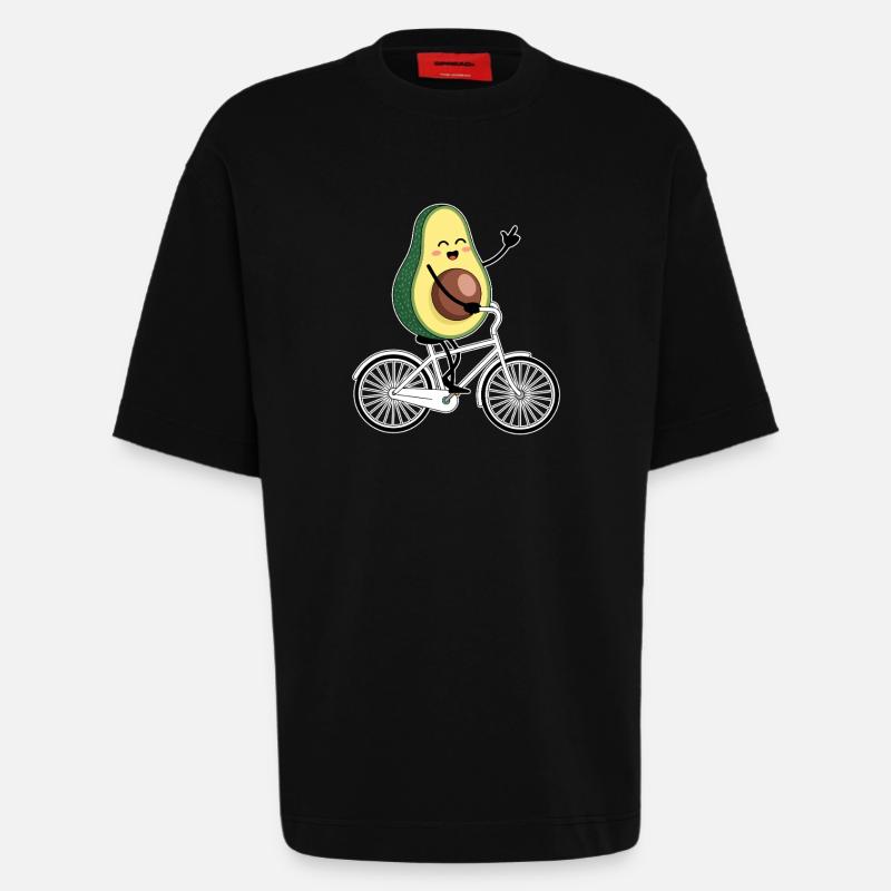 Lustiger Mountainbiker-Avocado - Heavyweight T-Shirt - made by SPREAD - SOLID BLACK