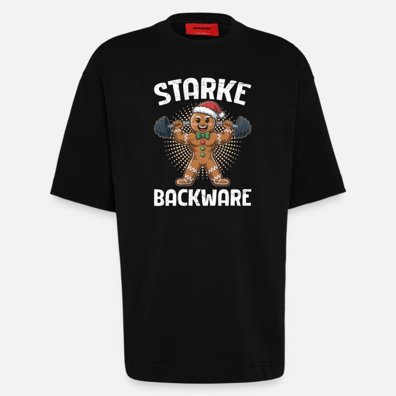 Lebkuchenmann STARKE BACKWARE Lustiges - Heavyweight T-Shirt - made by SPREAD - SOLID BLACK