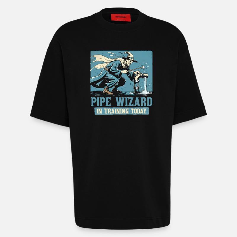 Pipe Layer Pipeline Builder - Heavyweight T-Shirt - made by SPREAD  - SOLID BLACK