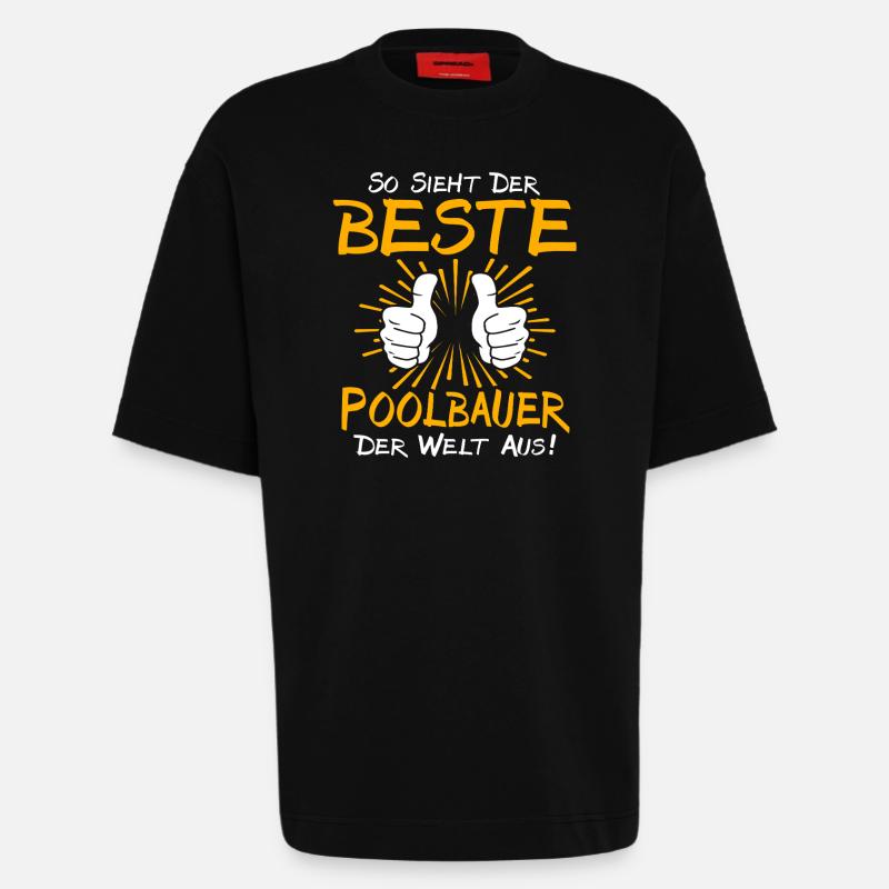 Idée cadeau pour constructeur de piscines - T-shirt bio épais oversize fabriqué en UE - SOLID BLACK