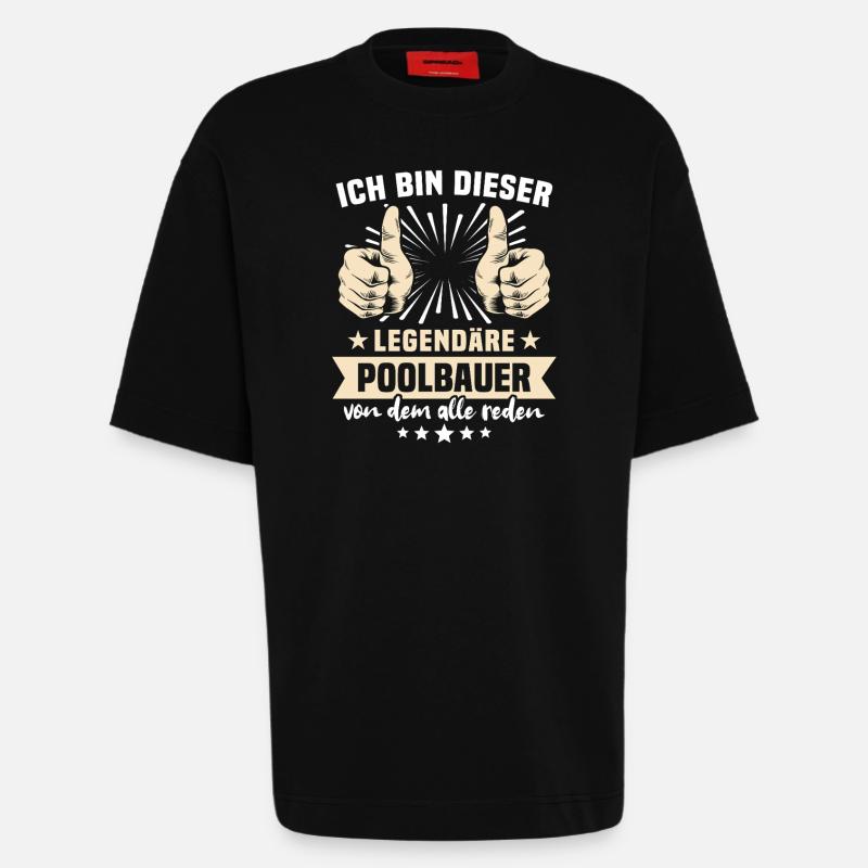 Poolbauer Sprüche - Heavyweight T-Shirt - made by SPREAD  - SOLID BLACK