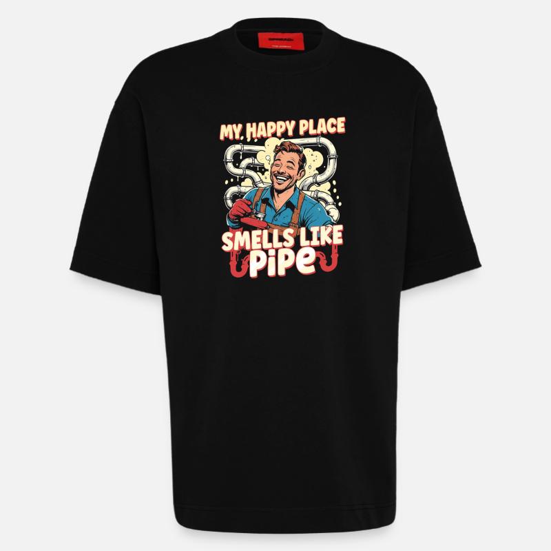 Pipe Layer Pipeline Builder - Heavyweight T-Shirt - made by SPREAD  - SOLID BLACK