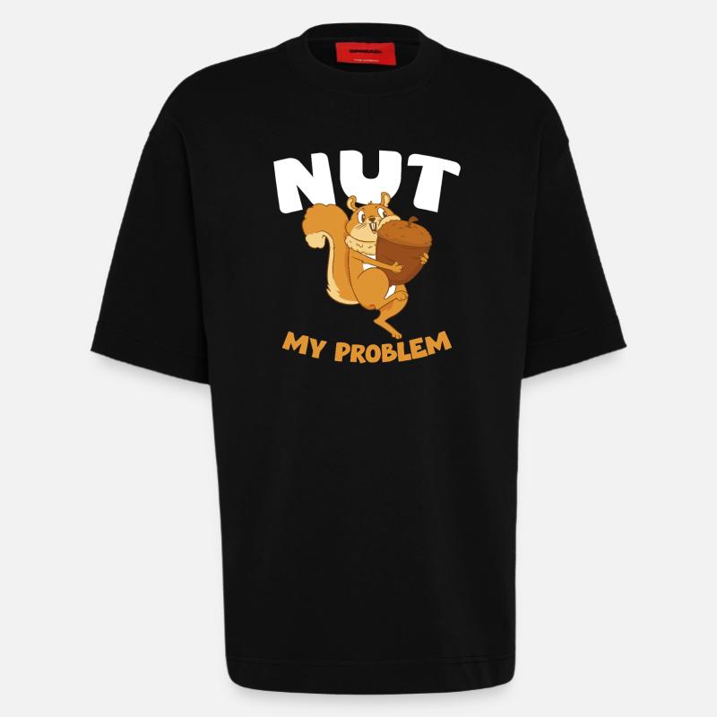 NUT MY PROBLEM Eichhörnchen - Heavyweight T-Shirt - made by SPREAD  - SOLID BLACK