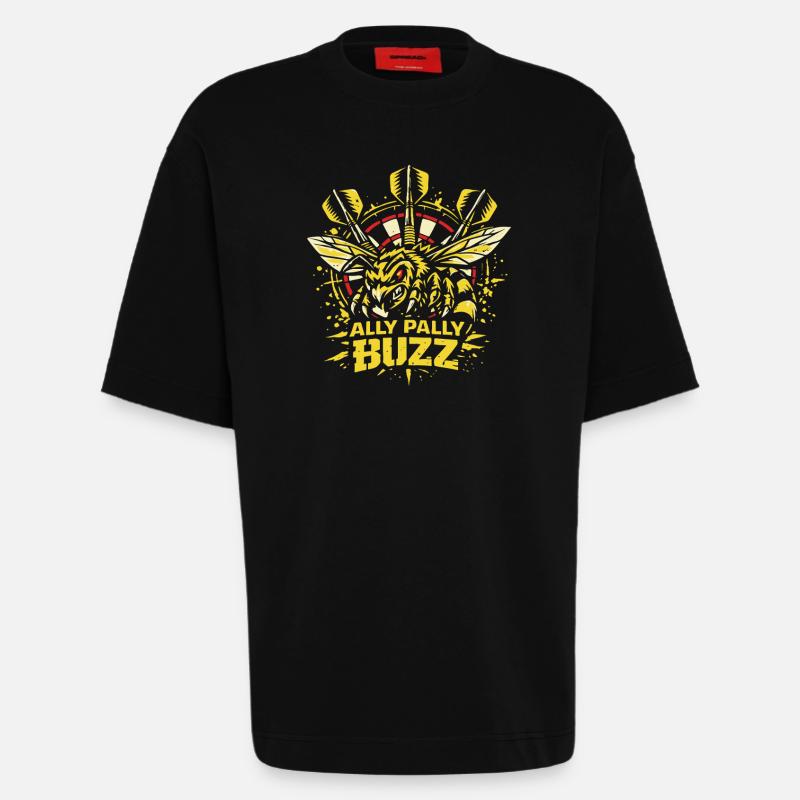 Un Buzz de Ally Pally | Dart Bee - T-shirt bio épais oversize fabriqué en UE - SOLID BLACK